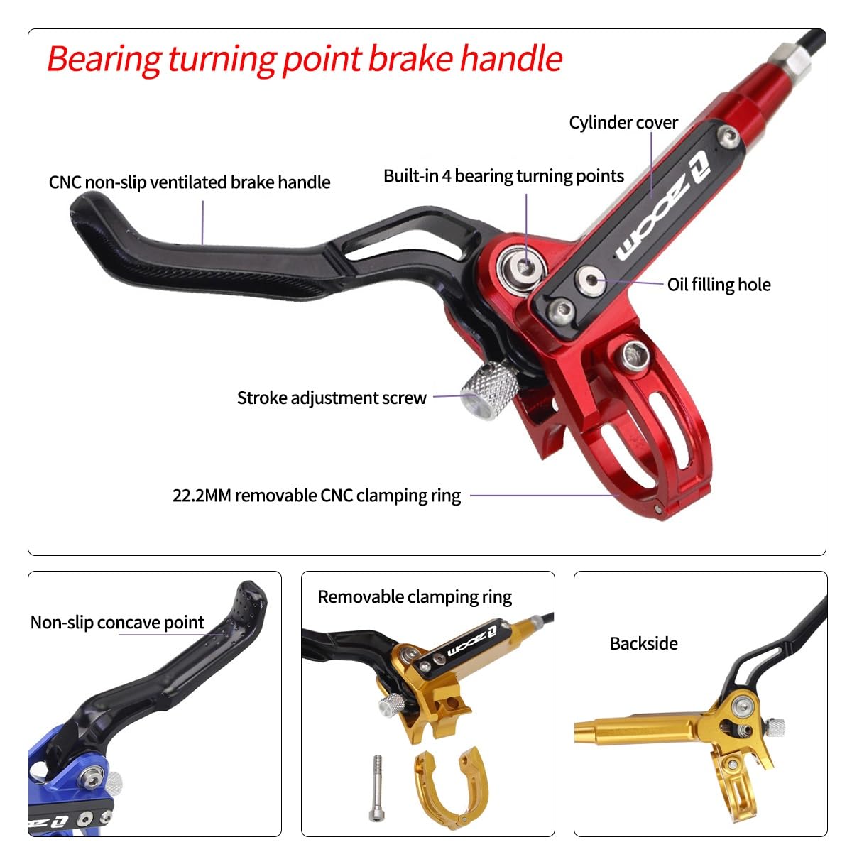 Set di Freni Idraulici a Disco in Alluminio a 4 pistoncini per e-Bike, Anteriori e Posteriori, 900 mm/1550 mm, compatibili con rotori da 160 mm, per MTB, BMX, eBike e XC (Viola).
