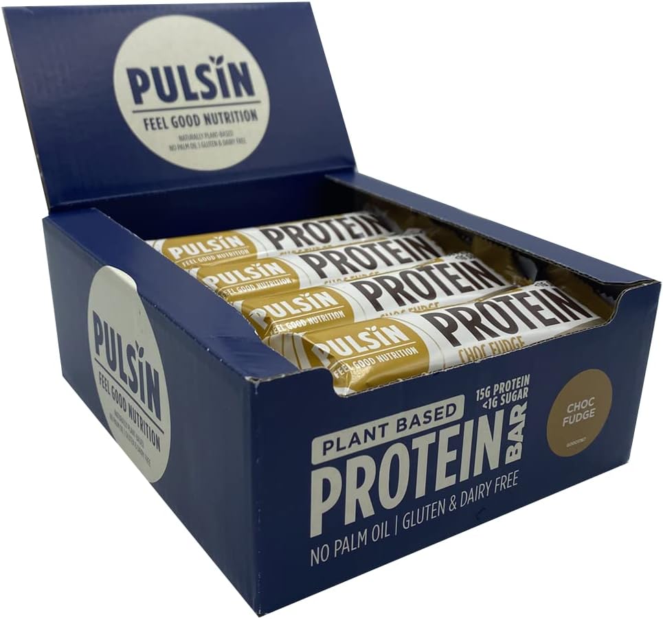 Pulsin Choc Fudge Vegan Protein Bars 12 x 57g 14.8g Protein, 13