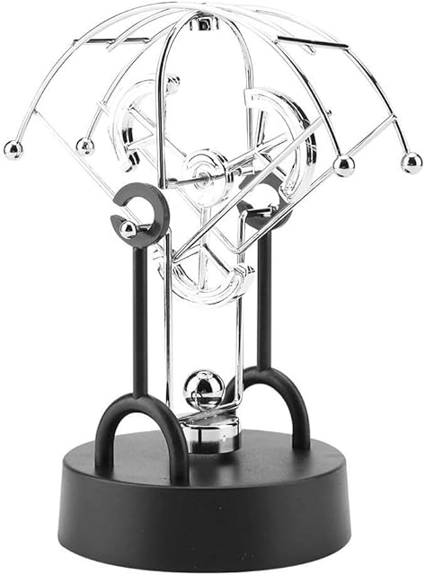 Hztyyier Electronic Perpetual Motion 11*20 cm Bilateral Rotation Physical Swing Toy Newton's Cradle for Office Home Decoration(B103)