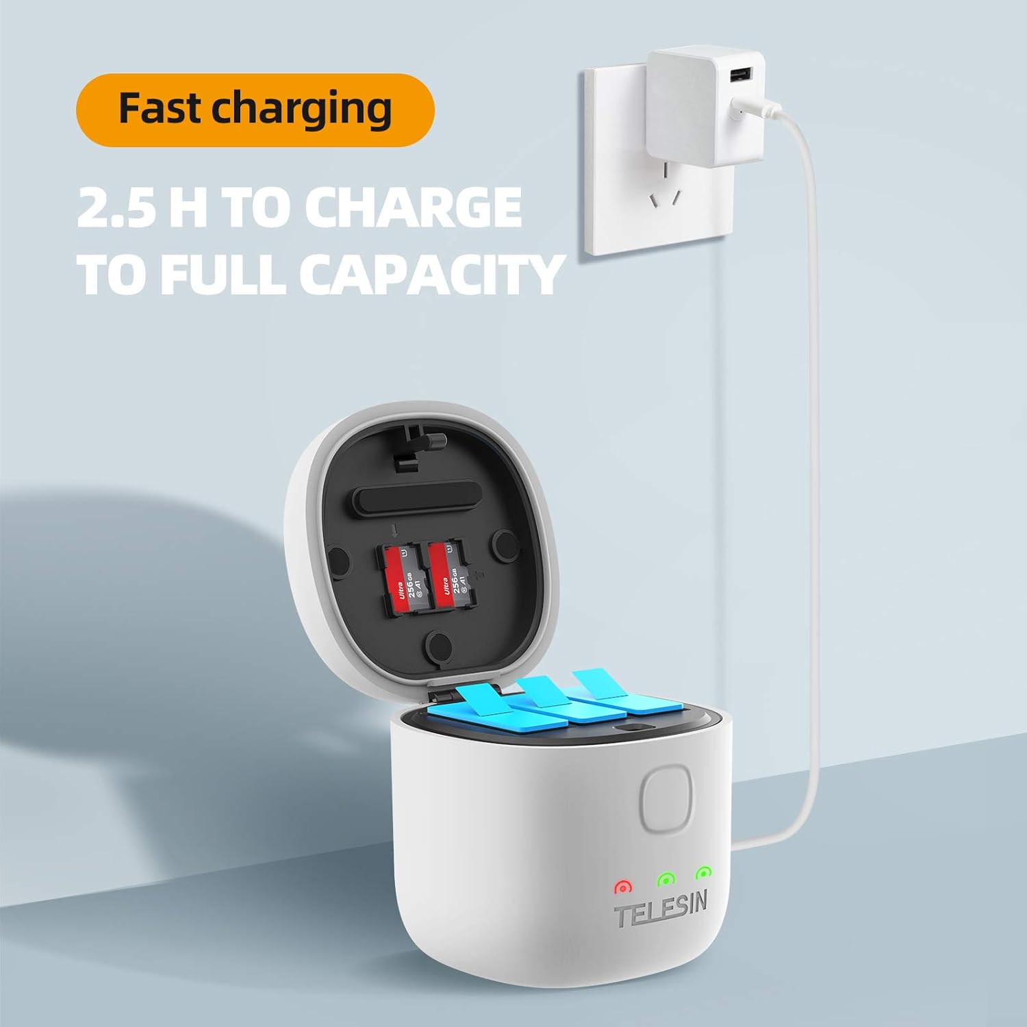 TELESIN AllinBox showing charging indicator lights