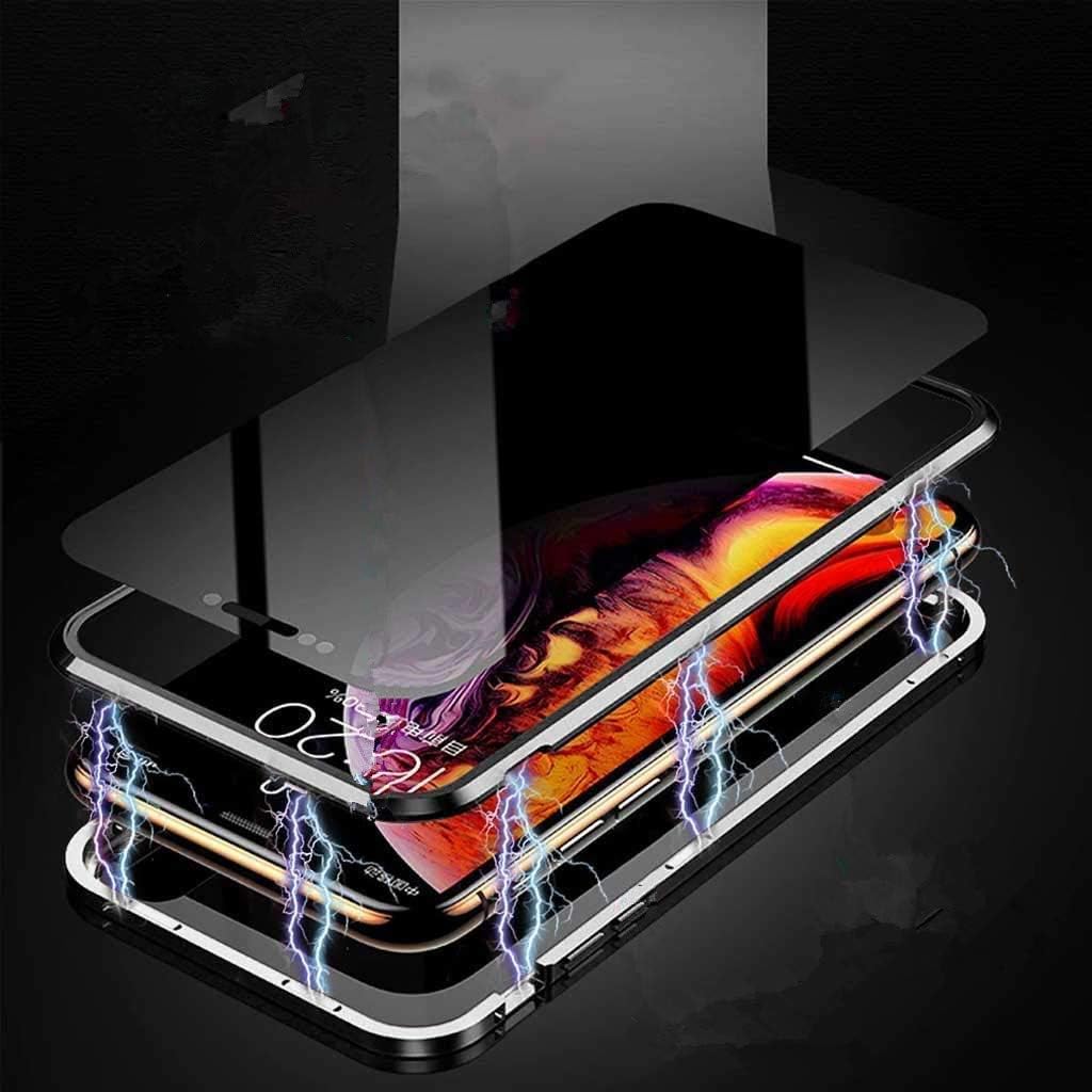 Hapo Anti-peep Magnetic Case for iPhone 7 iPhone 8, 4.7 inches Anti-Spy Tempered Glass Phone Cases Cover,Anti Peeping Adsorption Privacy Screen Protector (Siliver)