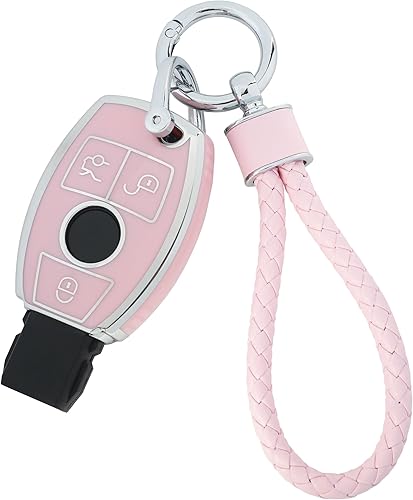 Zlirfy Funda para llavero de automóvil, accesorios de automóvil, protección de TPU suave, funda para llave con llavero para mujer, protección