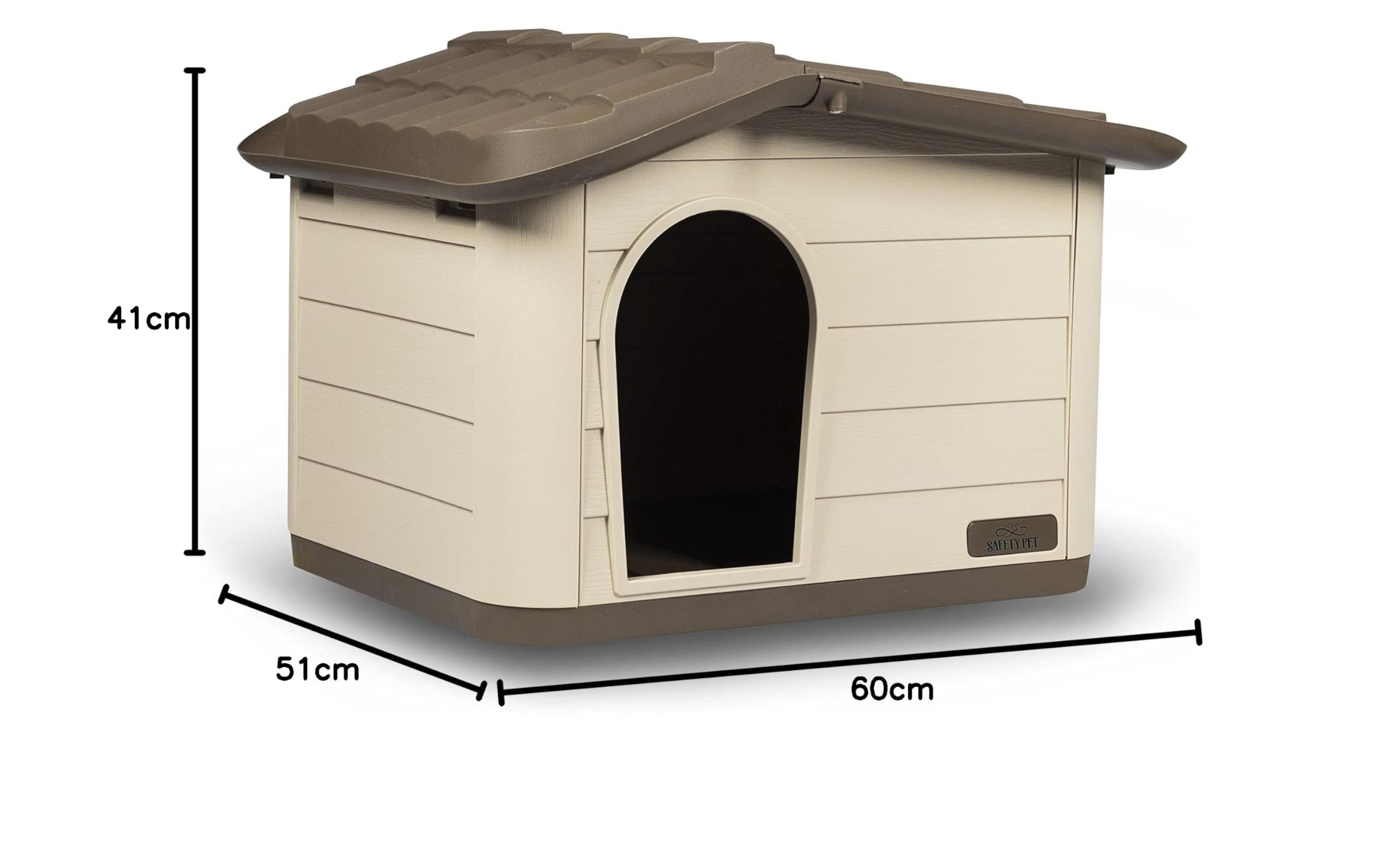 Safety Pet Villa Princess, Cuccia Smontabile per Cani Gatti, Cuccia in Materiali Riciclati, Tetto Asportabile, Dimensioni 60x41x51h Color Mocaccino