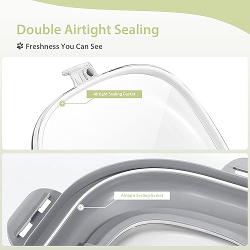 Miniatura 5 de Contenedor plegable de almacenamiento de alimentos para perros, recipiente hermético para mascotas con cuchara y ruedas medidoras, contenedor grande