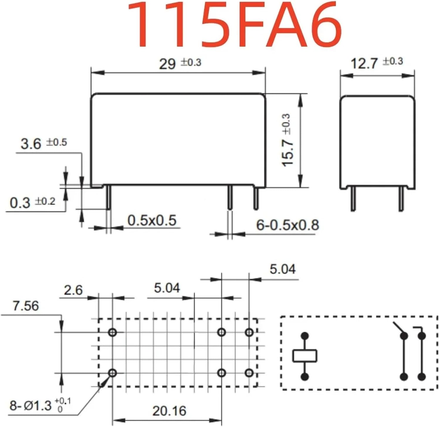 HF115FK 12-H3T 12VDC-20A ; HF115FK-T 12-H3T 16A ; (115FA6-12V-16A/20A) Relay 6pins(HF115FK 12-H3T 20A)