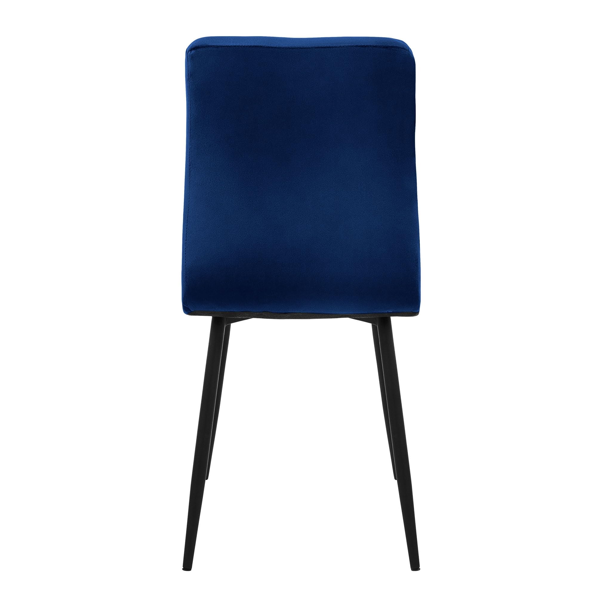 ML-Design Set di 4 Sedie per Sala da Pranzo Rivestimento in Velluto Blu Scuro Poltroncine da Cucina con Schienale e Gambe in Metallo Seduta Ergonomica Sedia per Soggiorno Salotto