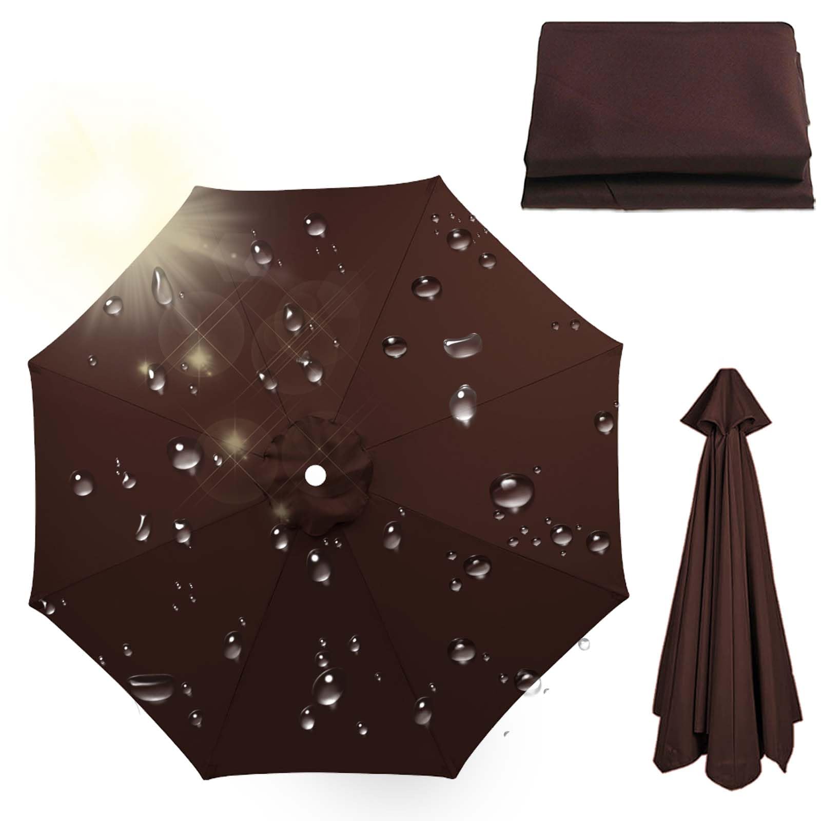Toldo de Recambio de Sombrilla 4M-8Varillas, Impermeable Cubierta De Sombrilla De Tela De Repuesto, Protección UV (Brown)