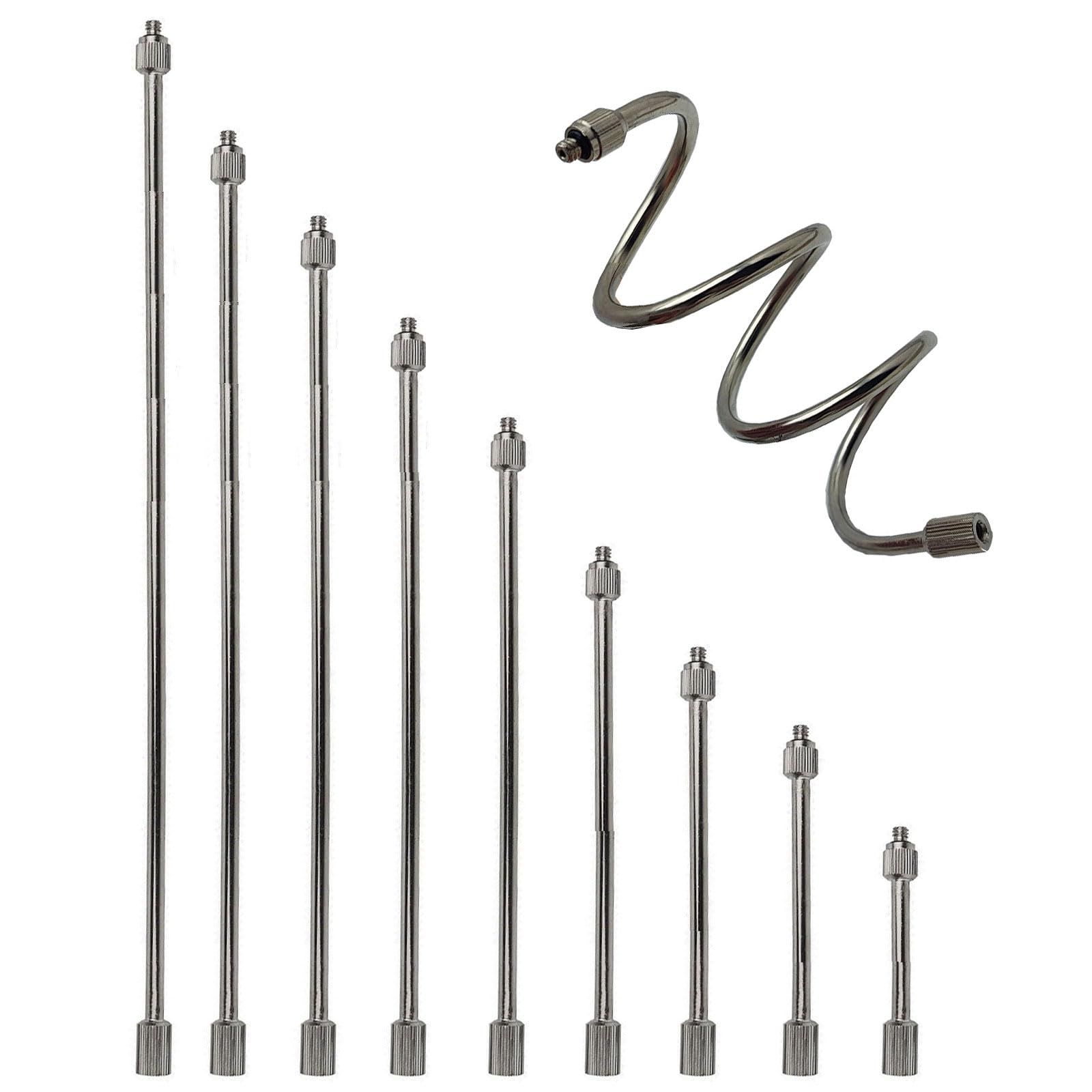 HVMBEUGOS 15 Pack Flexible Nozzle Extension for 3/16 UNC Fog Nozzle, Atomization Sprayer Nozzle Extensions Misting Extended Pole, High Pressure Stainless Steel Misting Nozzles(Size:Pole 35cm)
