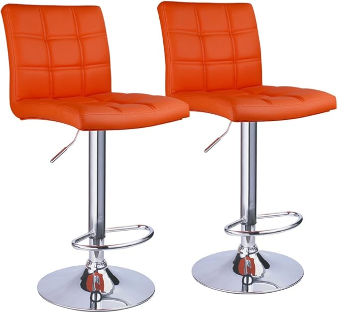 Modern Square PU Leather Adjustable Bar Stools with Back