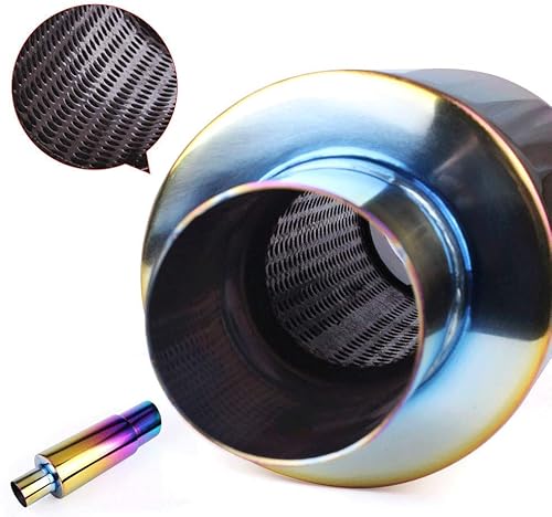 Miniatura 3 de Silenciador de escape, punta quemada universal de acero inoxidable, 14.8 pulgadas de longitud, entrada de 2 pulgadas, salida de 3 pulgadas, cromo neo