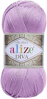 Alize 100% Microfiber Acrylic Diva Silk Effect Knitting Sport Crochet Yarn Lot of 4 Ball skeins 400gr 1532yds Color (474 Lilac)