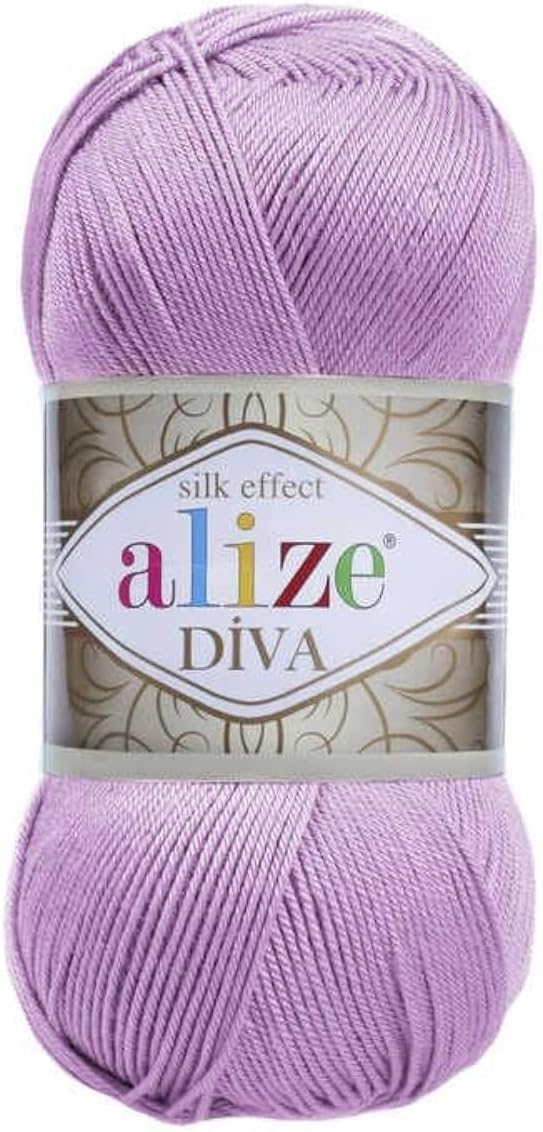 Alize 100% Microfiber Acrylic Diva Silk Effect Knitting Sport Crochet Yarn Lot of 4 Ball skeins 400gr 1532yds Color (474 Lilac)