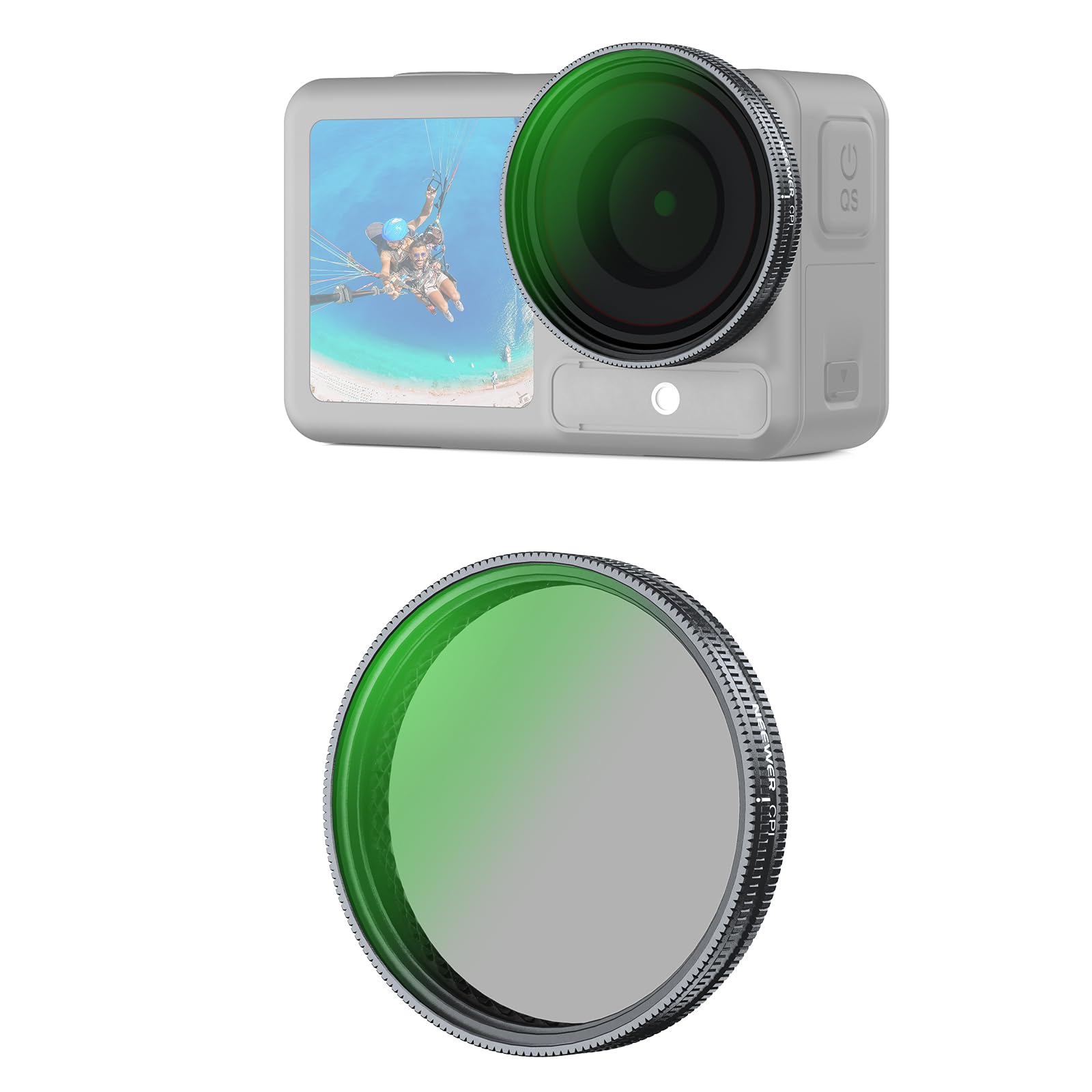 NEEWER CPL Filter Compatible with DJI Osmo Action 3/4/5 Pro, Snap On Polarizer Multicoated HD Adjustable Circular Polarizing Lens Filter, Action Camera Accessories, FL-N69