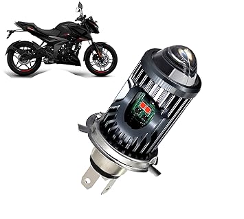 Auto Pearl Motorcycle H4 35W LED Headlight Dual Beam White and Yellow light and Red-Blue light with Flashing mode compatible with Pulsar N160 (Pack of 1)