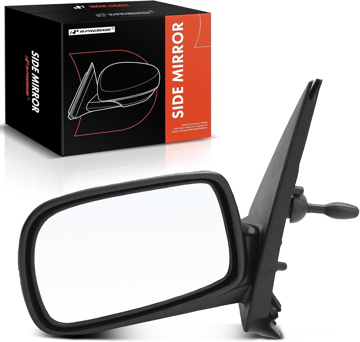 A-Premium Driver Side Manual Door Mirror - Compatible with Toyota Echo 2000-2005 - Non-Heated Manual Folding Black Outside Rear View Mirror - Replace# 8794052211