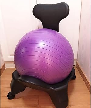 Exercise Ball Chair with Back Support, Rolling Office Stool Balance Ball Chair, Home Gym Yoga Stability Ball Seat for Abs, Birthing, 6 ColorsPurple