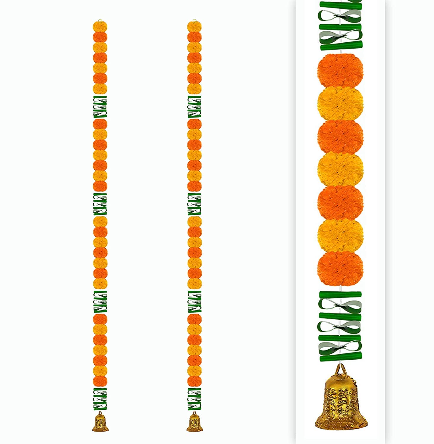 Guirlande de calendula artificiel fini les fleurs fanees decoration durable jaune et orange