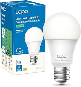 Tapo WiFi Smart Bulb, E27 LED Bulb, White, 4000K, Dimmable 8W 806Lm, Compatible with Alexa and Google Home, Voice Control,…
