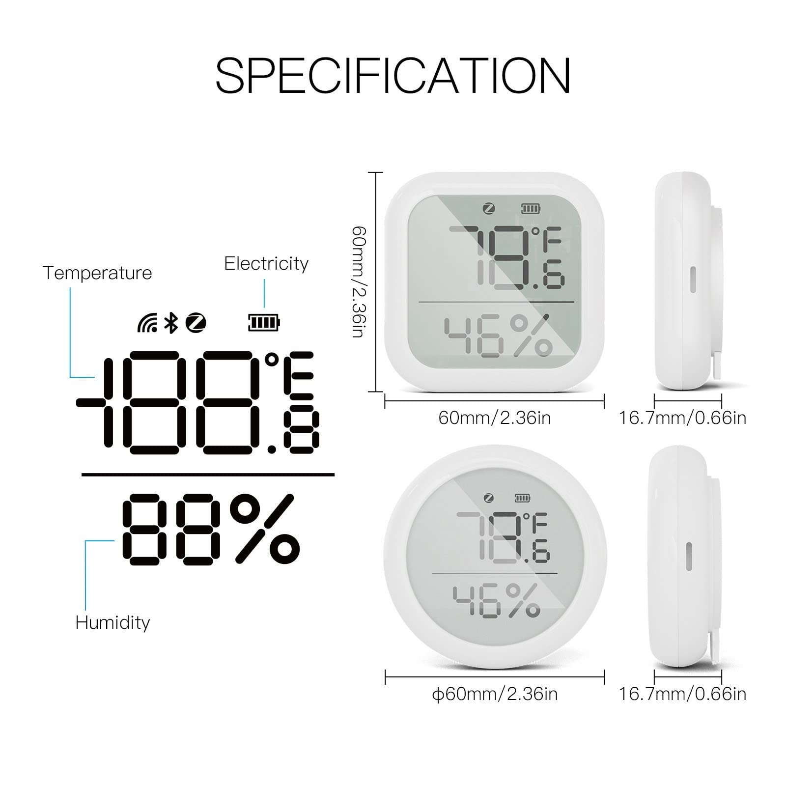 Termómetro inteligente para dormitorio, invernadero, higrómetro, sensor de temperatura, decoración de jardín, estaciones meteorológicas