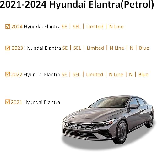 Miniatura 2 de Binmotor Alfombrillas para todo tipo de clima para Hyundai Elantra 2021 2022 2023 y Elantra N 2021 2022 2023, juego completo de 1 y 2 fila, forros