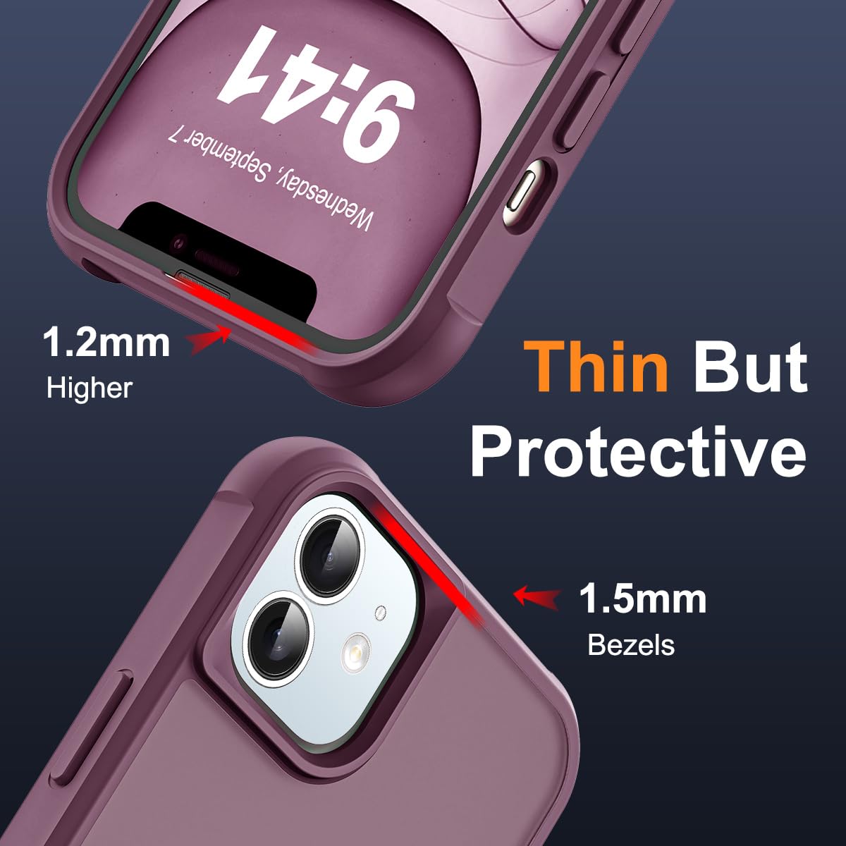 Magnetic For IPhone 13 Case With Stand [Military Grade Drop Tested Compatible With Magnet Ring Translucent Slim Hard Back Soft Edge Wine Red - View #12