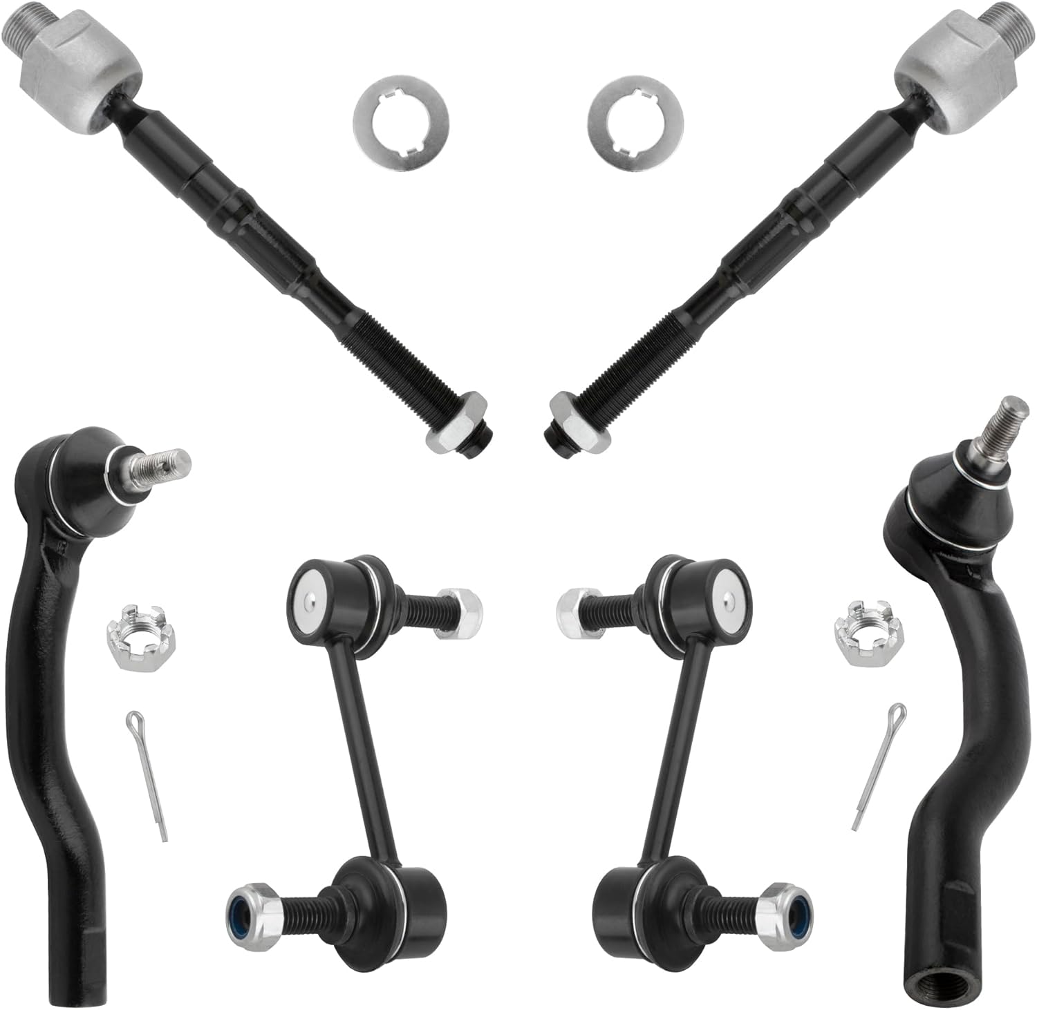 K750159 EV800576 ES800473 ES800474 Front Stabilizer Sway Bar Links Inner & Outer Tie Rod Ends Left & Right for Ford Edge 2007-2014 Lincoln MKX 2007-2015, Pack of 6