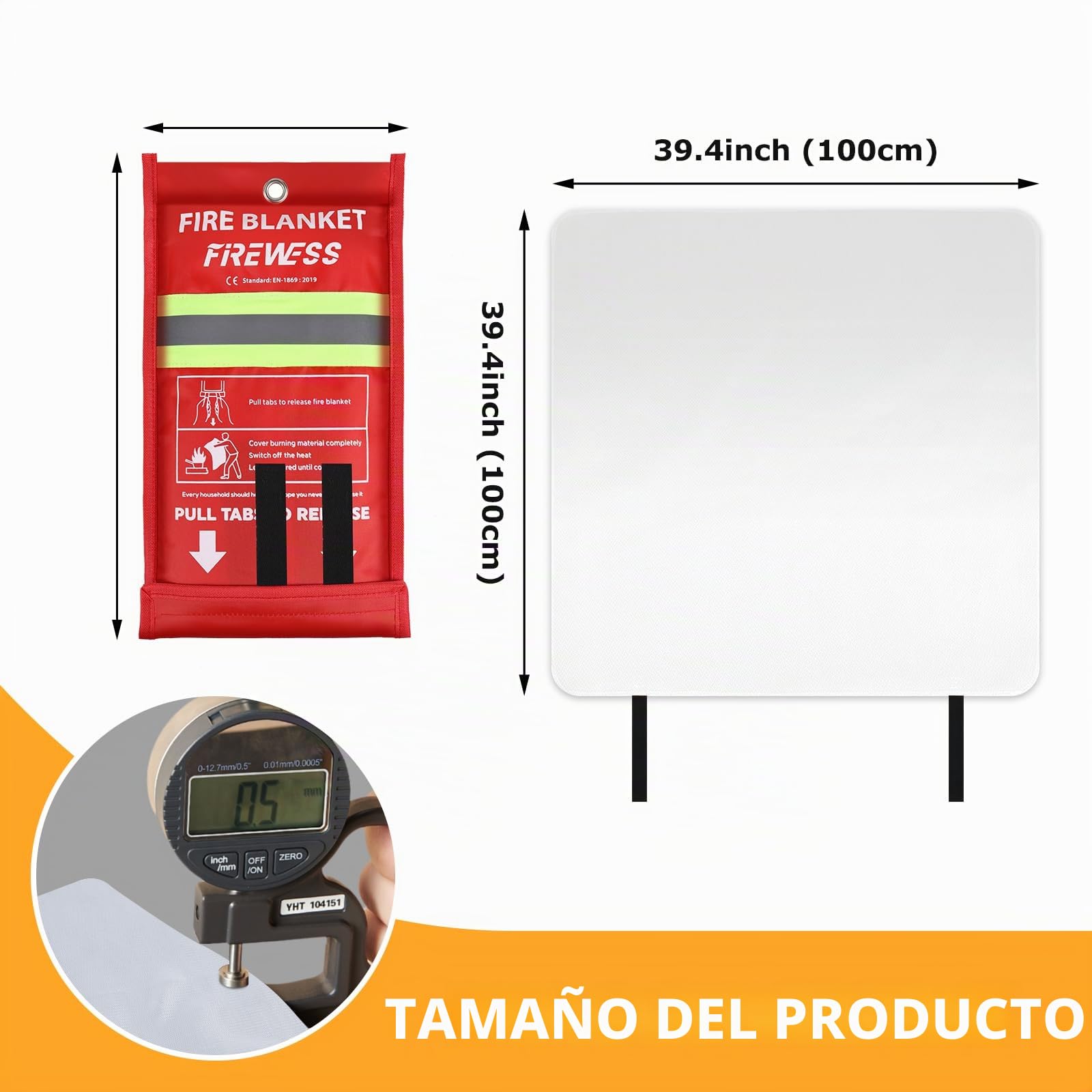 Manta Ignifuga, 1 Piezas - de Fibra de Vidrio, Manta de Emergencia contra Incendios para Cocina