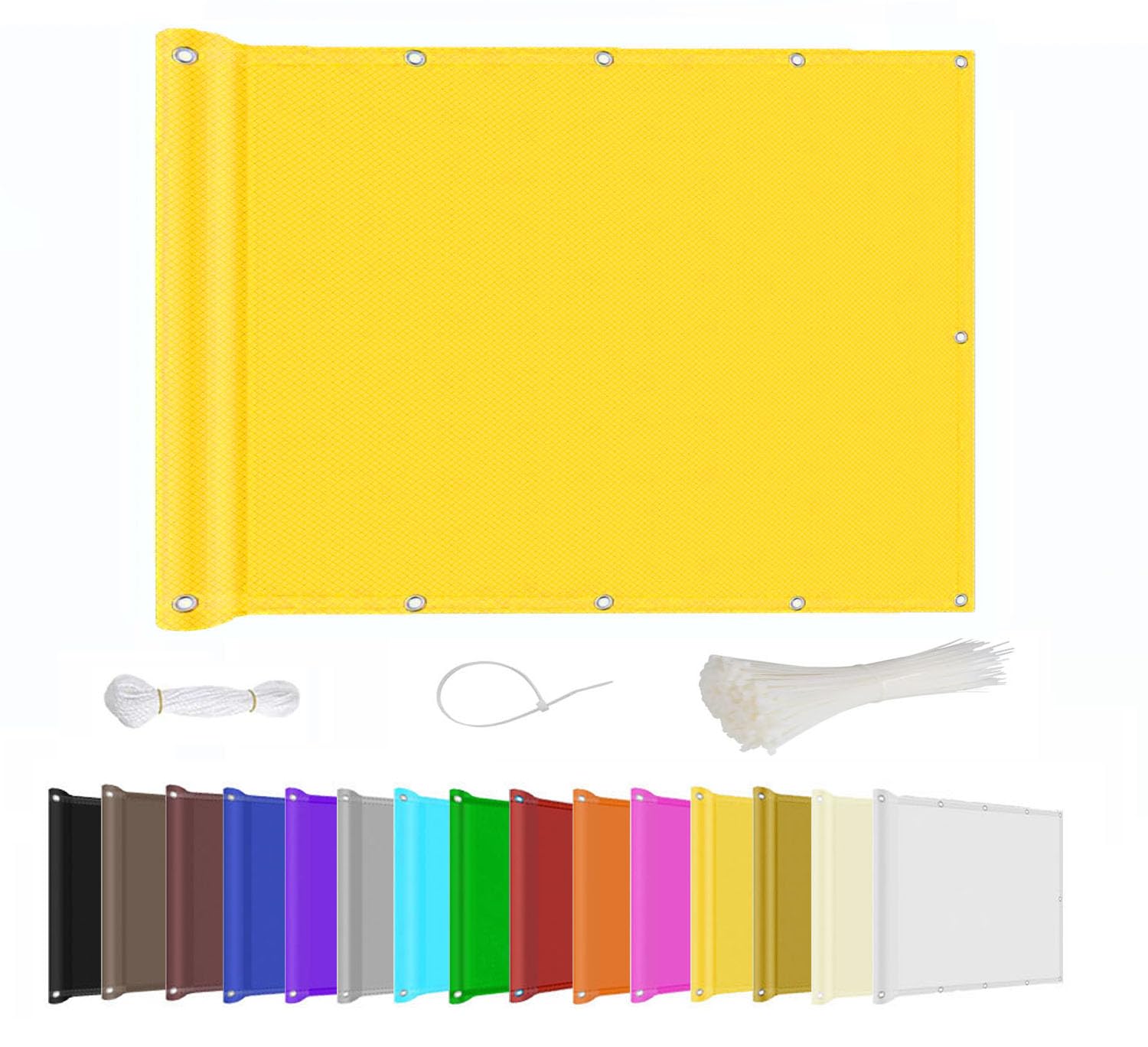 Kebinmaoyi Balcony Privacy Screen PVC UV-Anti Waterproof Multiple Colors for Garden Backyard Deck Patio Fence Porch Yellow,0.6x3.4m(2ft x11.2ft)