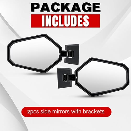 Miniatura 6 de A & UTV PRO Espejos laterales para Can Am CommanderMax 2021 2022 2023, accesorios de espejos retrovisores convexos plegables ajustables, repuesto