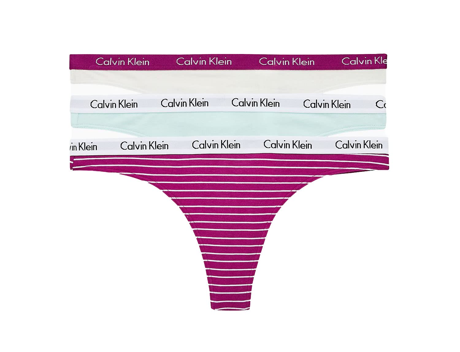 Calvin Klein womens Signature Cotton Logo Stretch Thong Panties Multipack