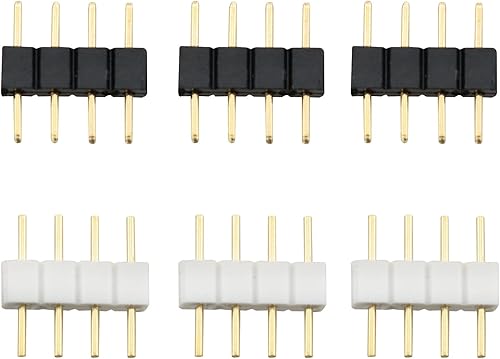 Ruiwaer Adaptador de conector LED de 4 pines macho de 4 pines, conector LED RGB de 4 pines para tira de tiras LED RGB5050 3528 (30 x blanco + 30