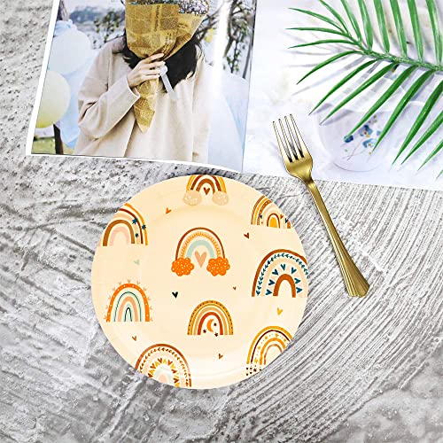 Hspaidyp 50Pcs Boho Rainbow Party Supplies,Boho Rainbow Party Tableware Plates,7 Inch Boho Plates For Kids Boho Rainbow Birthday Party Decorations Baby Shower (Boho Rainbow Plates) #TOP7