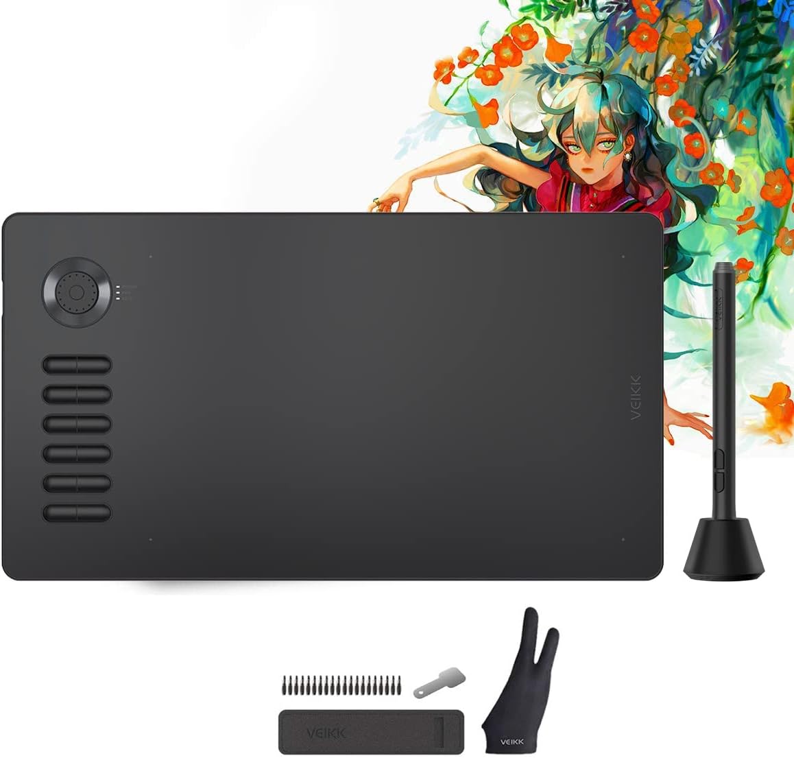 Digital Drawing Tablet VEIKK A15Pro Graphics Pen Tablet 10 x 6 Inch Graphics Tablet with 12 Shortcut Keys and 1 Quick Dial,Supports Tilt Function,for MAC/Win/Linux/Android OS (Grey)