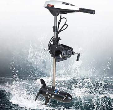 Electric Outboard Trolling Motor, 12V 65LBS Thrust Outboard Engine Marine Boat Motor for Saltwater Freshwater Fishing, Telescopic Type Control Handle, 55A 660W