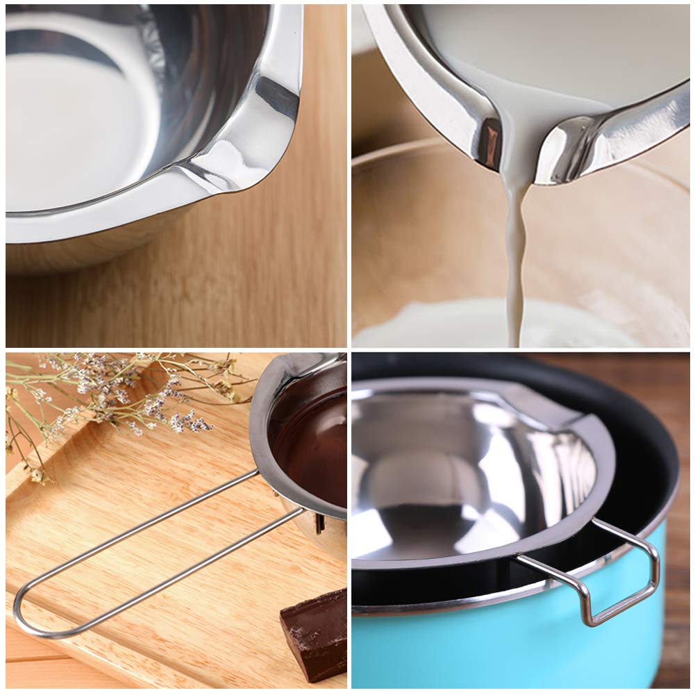 Olla de acero inoxidable de doble caldera para derretir chocolate, dulces y velas (acero 18/8, capacidad de 2 tazas, 16.2 fl oz) 4