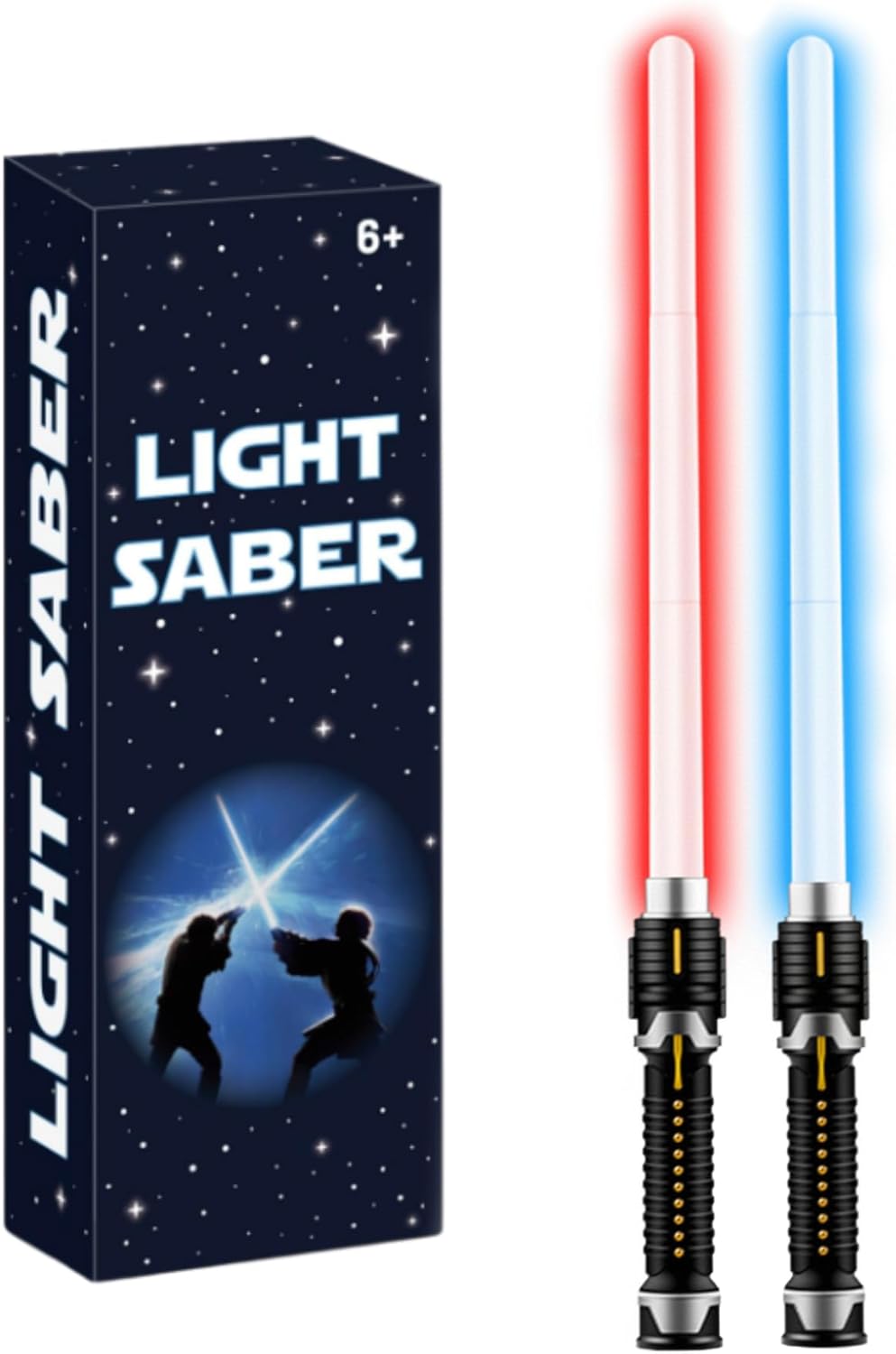Light Sabers for Kids, 2-in-1 Mini Retractable Light Up Sword for Boys Girls, Red Blue Cosplay Costume Party Birthday Gift Toy 2 Packs