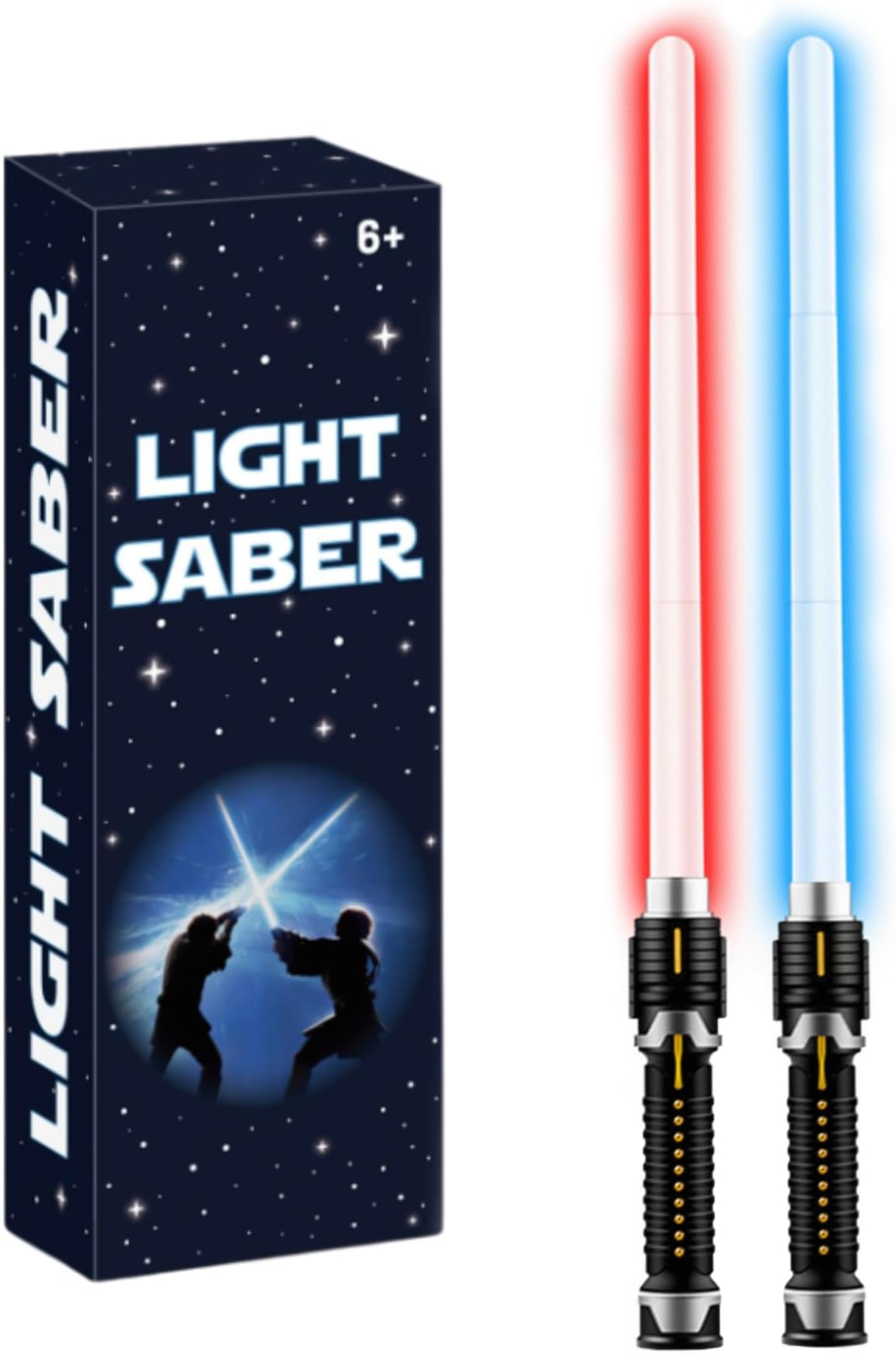 VXQ Light Sabers for Kids, 2-in-1 Mini Retractable Light Up Sword for Boys Girls, Red Blue Cosplay Costume Party Birthday Gift Toy