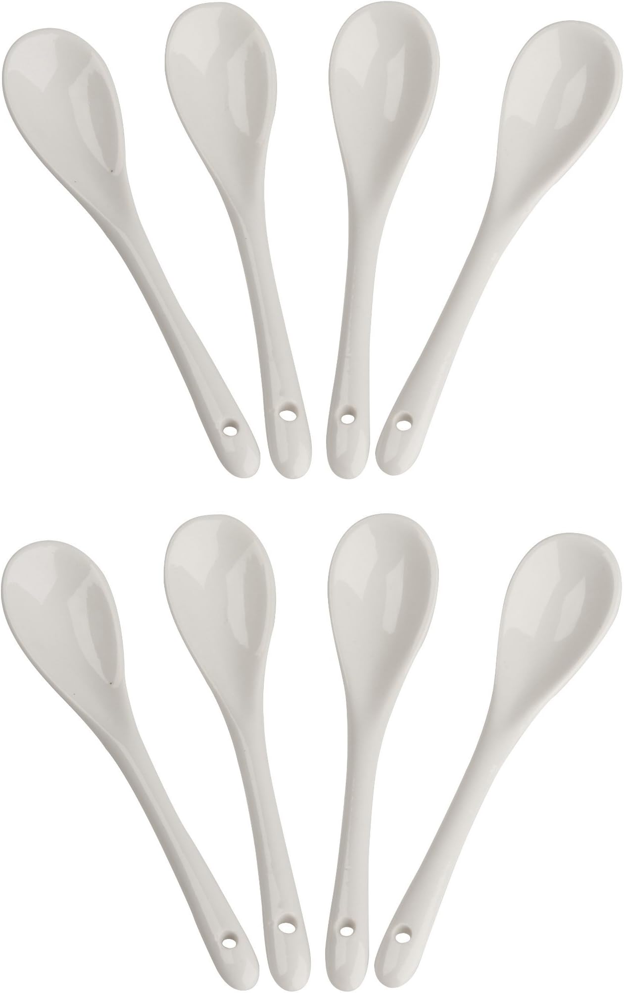 4, 8 or 12 Piece Porcelain Spoon in Ceramic White as an Egg Spoon / Serving Spoon / Dip Spoon / Tea Spoon, Porcelain, Keramik Weiß, 8 Löffel