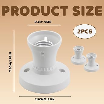 WNXBFO 2 Pcs E27 Lamp Holder, Ceiling Rose Light Fitting, Ceiling Light Fitting, 7.5 Cm*7.5 Cm*5 Cm, Lamp Holder with Screw Light Fitting, Ceiling Light Adapter UK for Bulb Conversion, Bakelite Shell [Energy Class A]