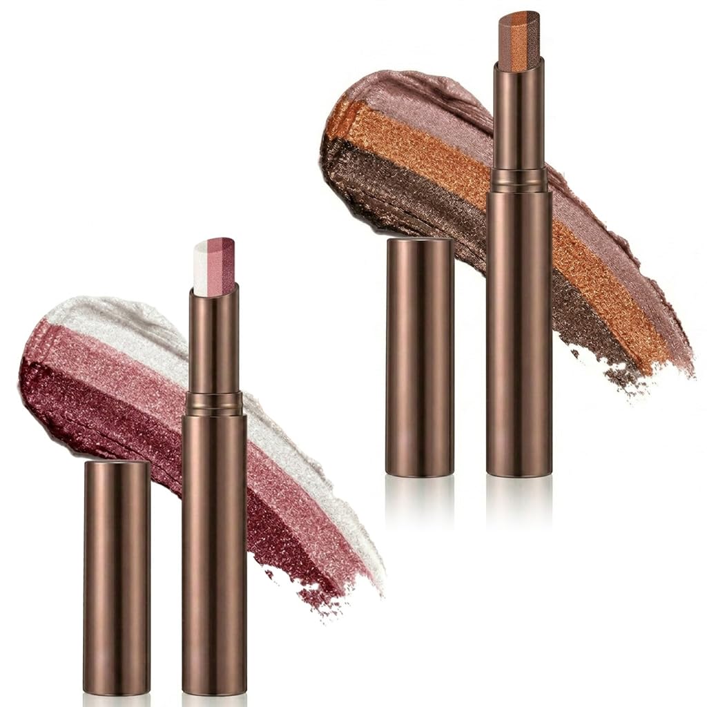 FYNLA Gradient Eyeshadow Stick, 3-Color Shimmer Cream Eye Shadow Pen, Easy Blend Waterpro…