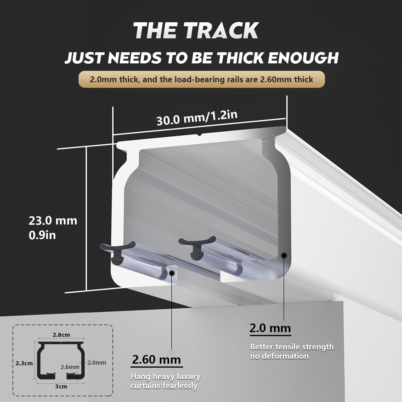 Heavy-Duty Ceiling Curtain Track with Mute Rollers, Room Dividers & Curtain Rods for Living Room, RV, Bunk Bed & Bay Windows - 150cm/4.3ft, Champagne Color