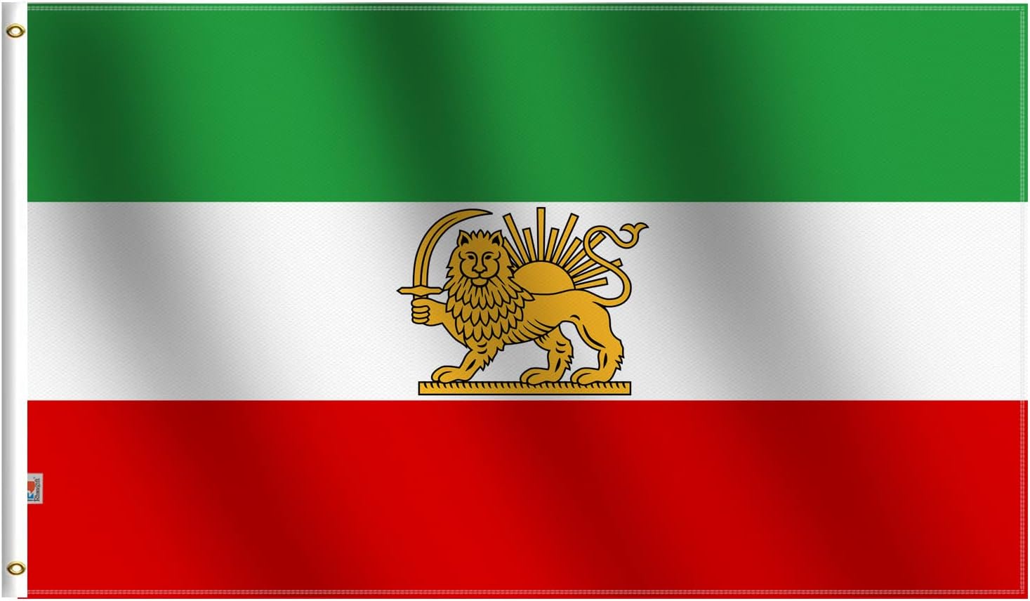 rhungift Double sided Old Historic Iran with Lion Sun Flag 3x5 Ft,Canvas Header and Double Stitched - Brass Grommets for Easy Display,Former Iranian Banner 1964–1980