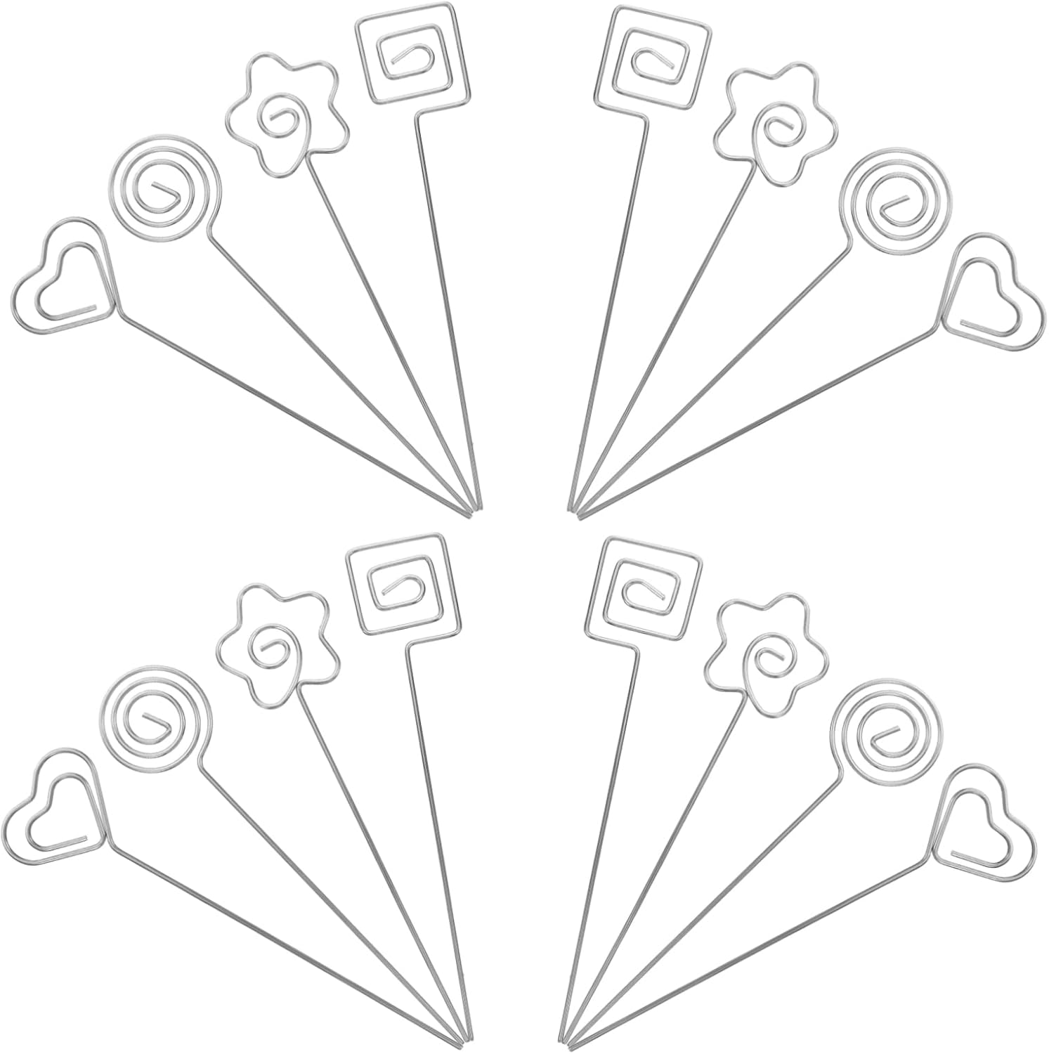 20pcs Floral Photo Clips Metal Table Number Holders for Weddings Birthdays Parties Elegant Circle Flower Square Heart Designs for Memorable Decorations