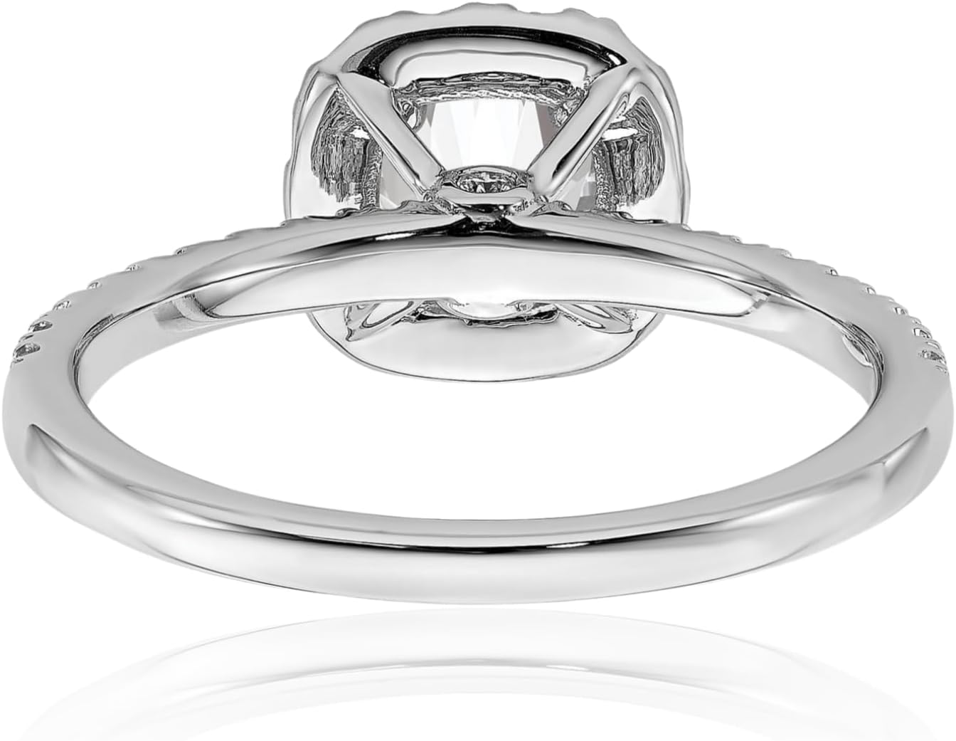 IceCarats 14K Solid White Gold 1 carat Lab Diamond Halo Engagement Ring Round Cut, Prong Set