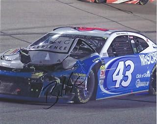 Autographed Bubba Wallace WRECKED CRASH CAR 8x10