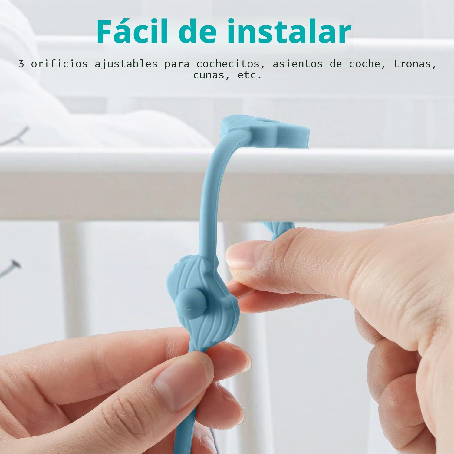 Juego de 4 cinturones de seguridad para juguetes, silicona Pacifier Chain, taza de aperitivo de Correas, taza de bebida, para cochecito, silla alta, cuna, niños y niñas de 3 meses