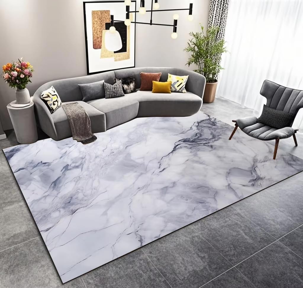 Tapis marbre antidérapant et lavable grand format pour chambre