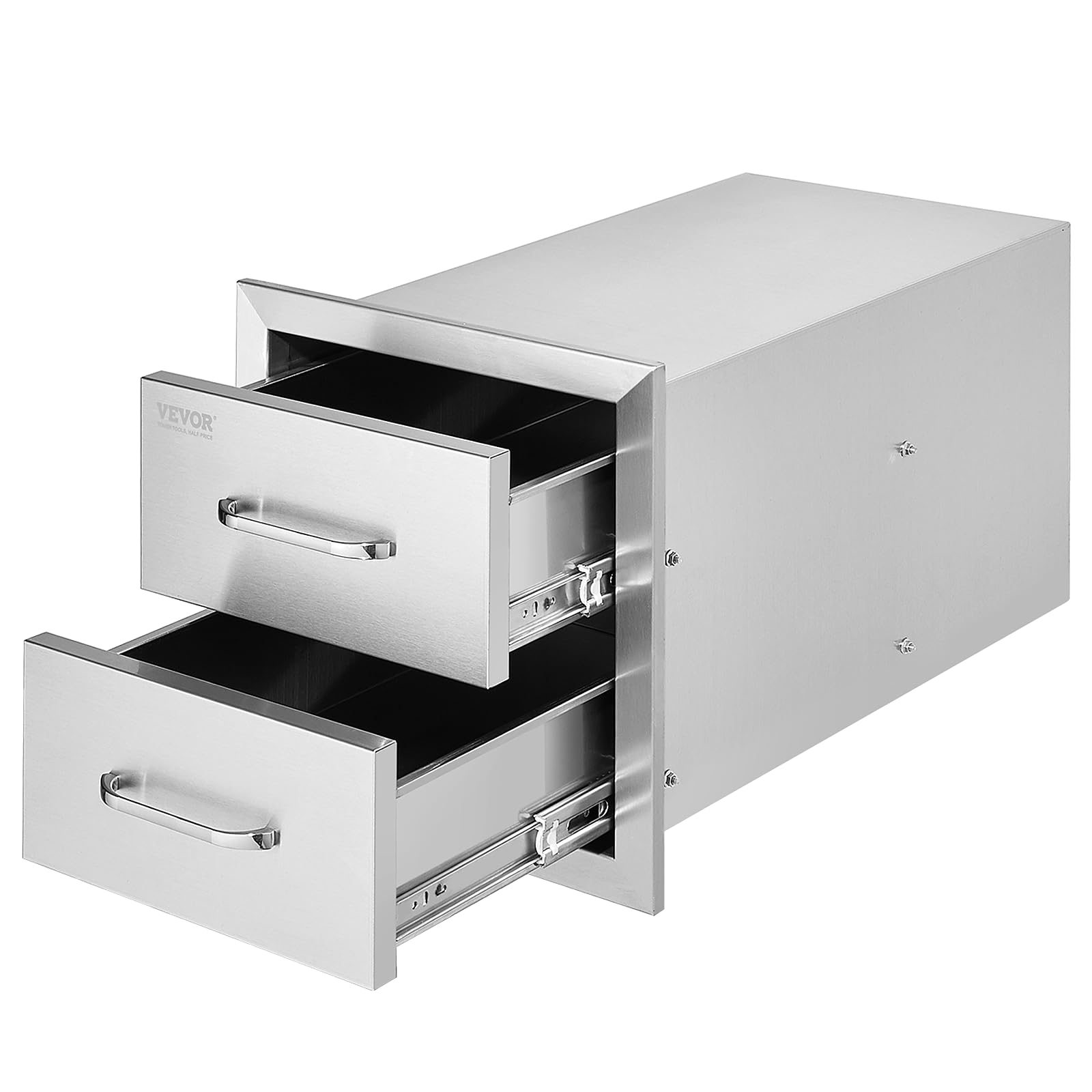 VEVOR Outdoor Kitchen Drawer 16" W x 21.5" H x 18" D, Outdoor Kitchen Cabinets, BBQ Drawer Stainless Steel, Flush Mount Triple Access, with Handle, BBQ Island, Outdoor Grill Patio Grill Station