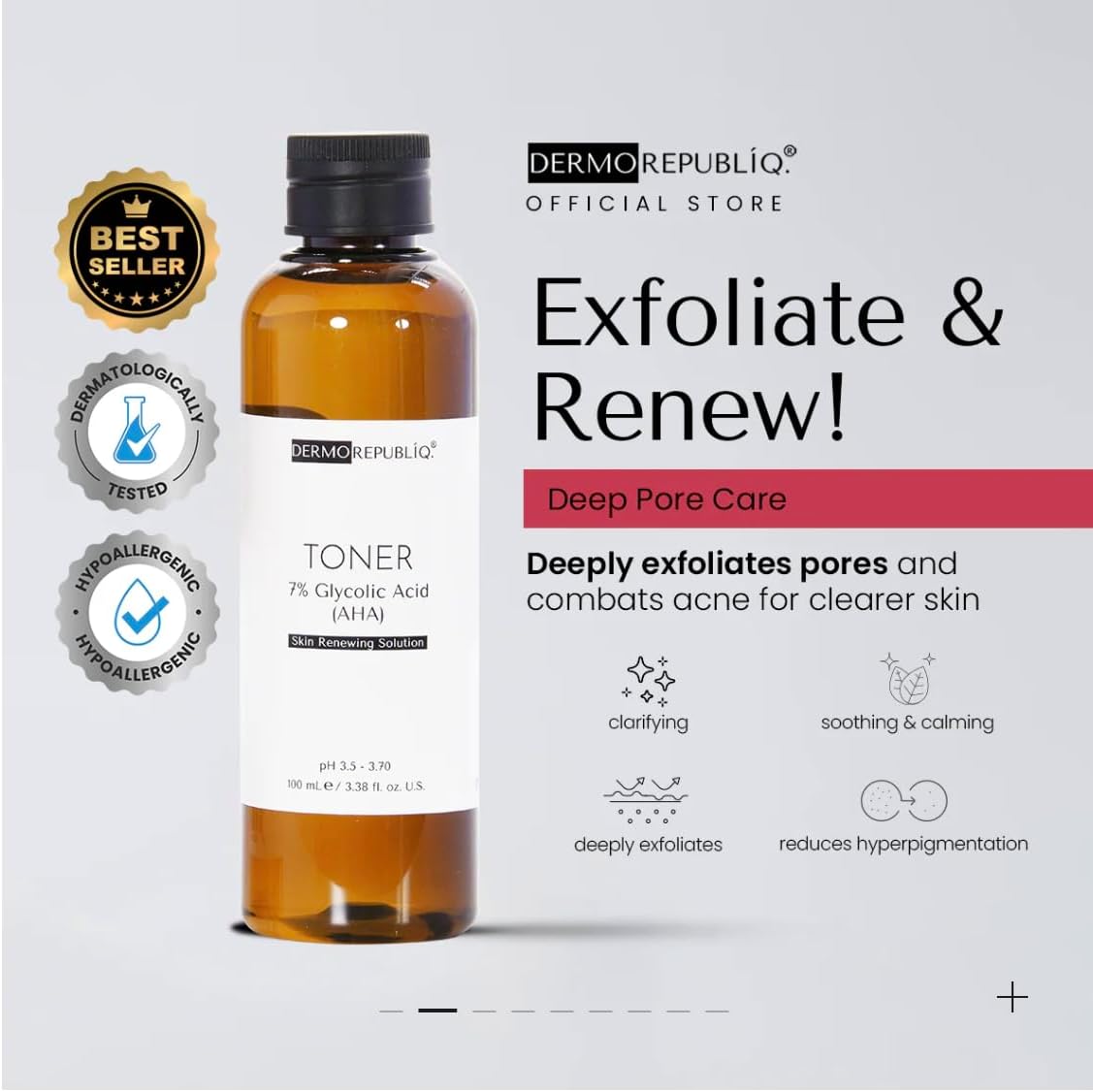 Dermo Repúbliq Glycolic Acid 7% Toner – pH 3.5-3.7, 100mL - Image 2