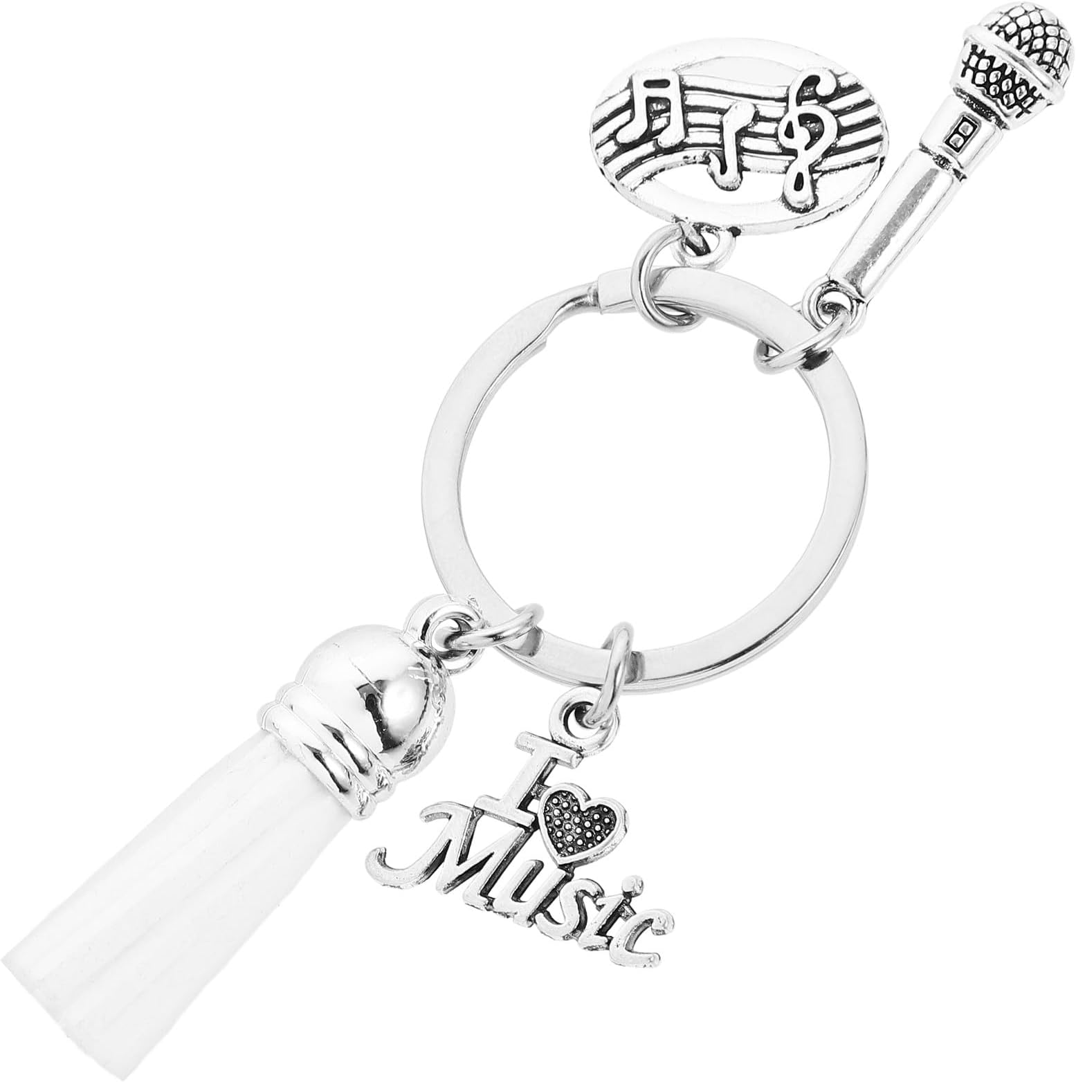 Music Note and Microphone Pendant Keychain, Portable Mini Mic Hanging Charm for Music Lovers, Bag Accessory Gift for Singers and Musicians